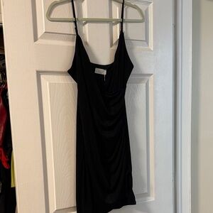 Sage Black Wrap Mini Dress